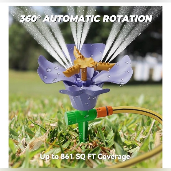 IcyByte Other - Rotating Flower Garden Sprinkler for Yard Multiple Spray Modes Easy Hose Hook